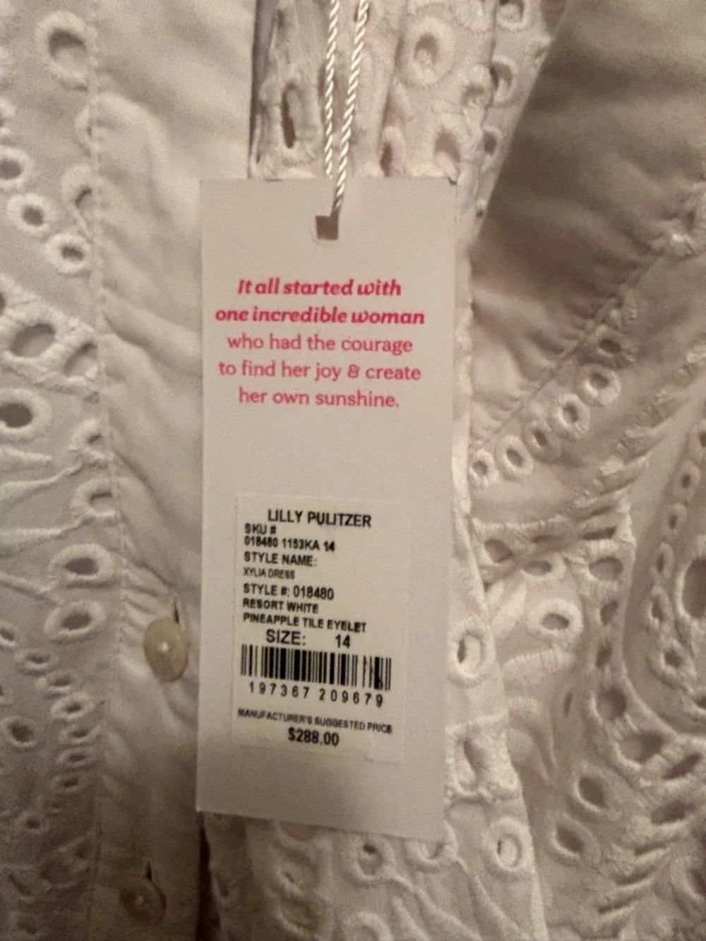 Lilly Pulitzer White Eyelet Puff-Sleeve Tie Mini Dress - Picture 6 of 8